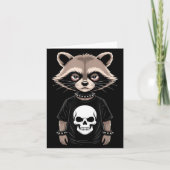 Dark Emo Raccoon With Skull Punk Style Alternative Kaart (Voorkant)