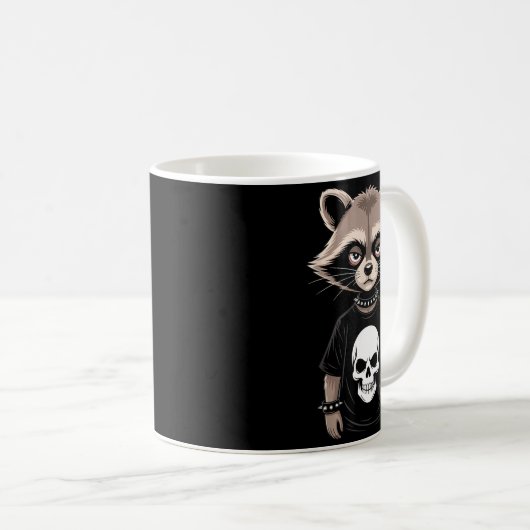 Dark Emo Raccoon With Skull Punk Style Alternative Koffiemok (Voorkant rechts)