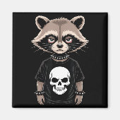 Dark Emo Raccoon With Skull Punk Style Alternative Magneet (Voorkant)