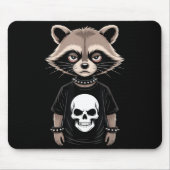 Dark Emo Raccoon With Skull Punk Style Alternative Muismat (Voorkant)