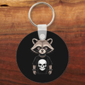 Dark Emo Raccoon With Skull Punk Style Alternative Sleutelhanger (Voorkant)