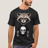 Dark Emo Raccoon With Skull Punk Style Alternative T-shirt (Voorkant)
