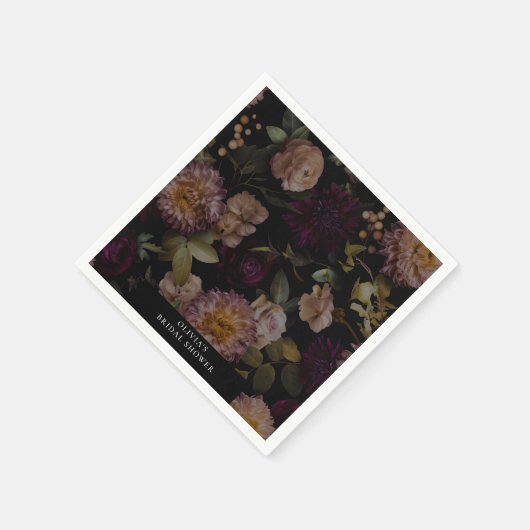 Dark en Moody Dramatic Floral Vrijgezellenfeest Servet (Hoek)