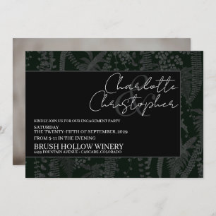Dark en Moody Ferns Engagement Party Kaart