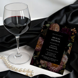 Dark en Moody Gothic Black Floral Vrijgezellenfees Kaart