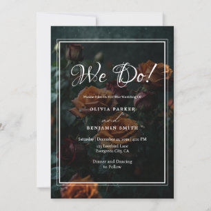Dark en Moody Gothic Romantische Rozen Bruiloft Kaart