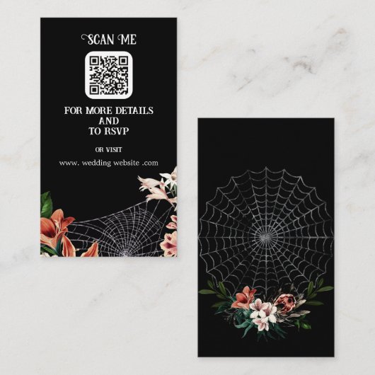Dark en Moody Gothic Wedding Enclosure Kaart QR-co (Voorkant / Achterkant)