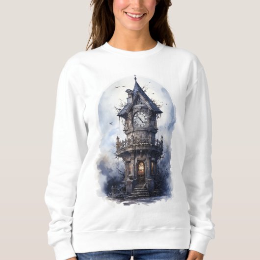 Dark Enchanted Castle Halloween Illustration Trui (Voorkant)
