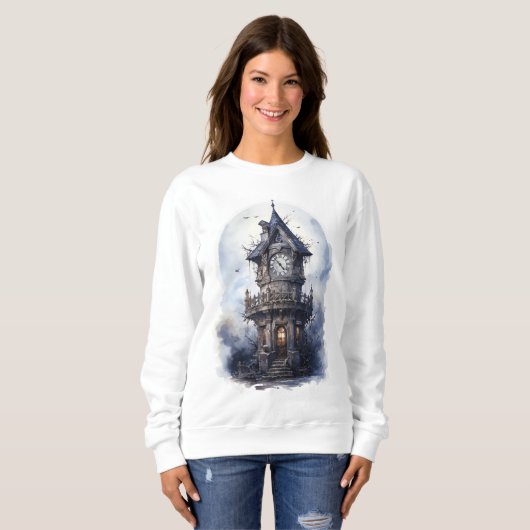Dark Enchanted Castle Halloween Illustration Trui (Voorkant volledig)