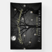 Dark Enchanted Forest Gothic Halloween Bruiloft Spandoek (Verticaal)