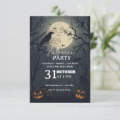 Dark Enchanted Halloween Party Invitation-bewerkba Kaart (Staand voorkant)