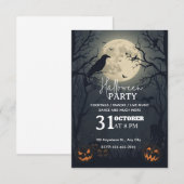 Dark Enchanted Halloween Party Invitation-bewerkba Kaart (Voorkant / Achterkant)