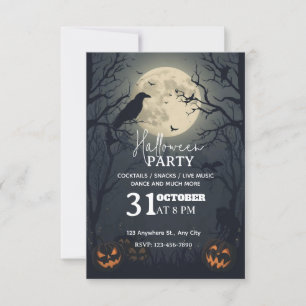 Dark Enchanted Halloween Party Invitation-bewerkba Kaart