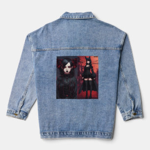 "Dark Enchantress: Goth Anime Reign" Denim Jacket