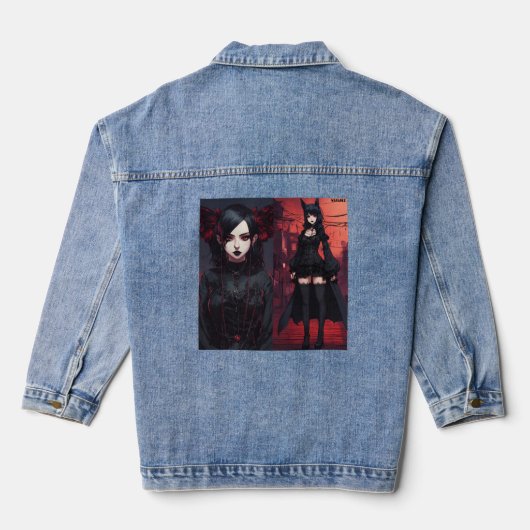 "Dark Enchantress: Goth Anime Reign" Denim Jacket (Achterkant)