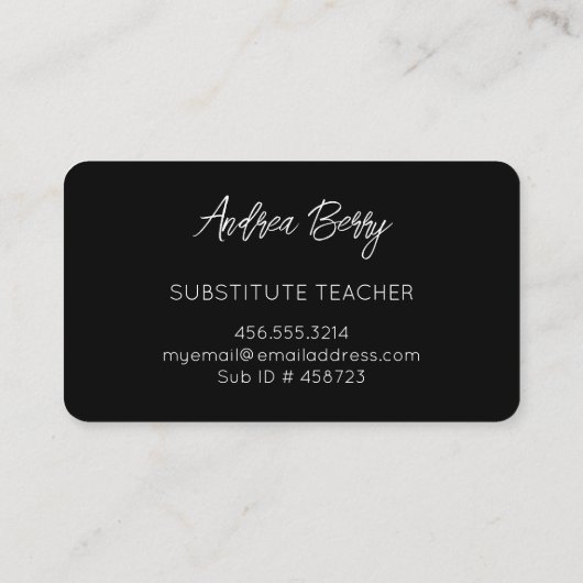 Dark Eucalyptus Substituut leraar Visitekaartje (Achterkant)