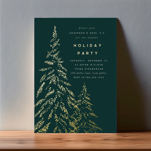Dark Evergreen Business or Corporate Holiday Party Folie Uitnodiging