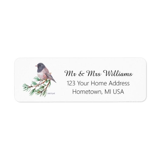 Dark Eyed Finch Bird Retouradres Etiket (Voorkant)