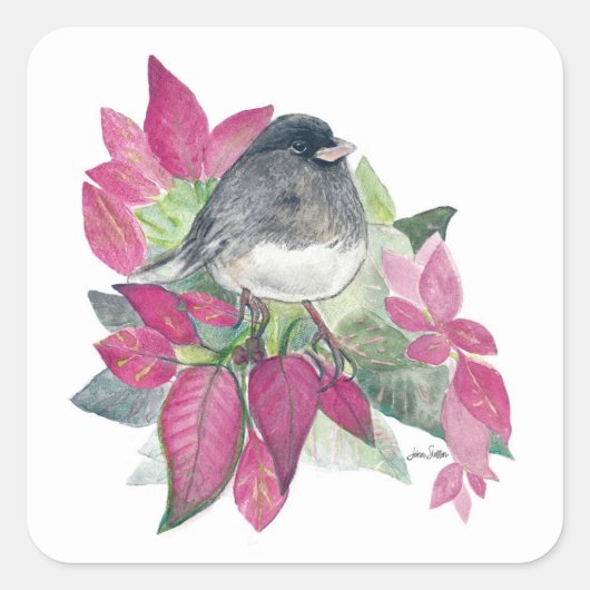 Dark Eyed Junco Bird Square Sticker (Voorkant)