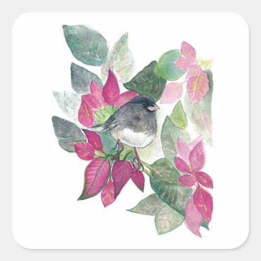 Dark Eyed Junco Bird Square Sticker (Voorkant)