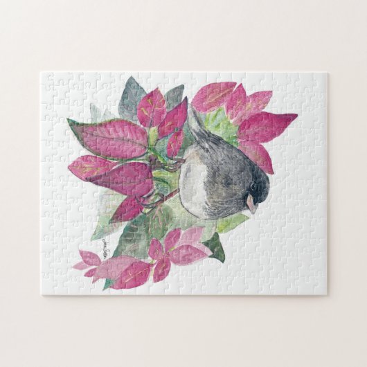Dark Eyed Junco Bird Waterverf Art Jigzaag Puzzle Legpuzzel (Horizontaal)
