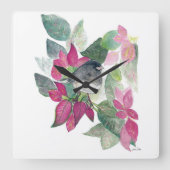 Dark Eyed Junco Bird Waterverf Art Vierkante Klok (Voorkant)