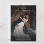 Dark Faded Foto met Liefde en Dankbaarheid Bruilof Bedankkaart (Voorkant)