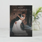 Dark Faded Foto met Liefde en Dankbaarheid Bruilof Bedankkaart (Staand voorkant)