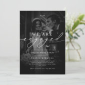 DARK & FADED PHOTO Monogram Engagement Party Kaart (Staand voorkant)