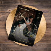 Dark Faded Photo Ultra Big Script De datum opslaan Folie Uitnodiging