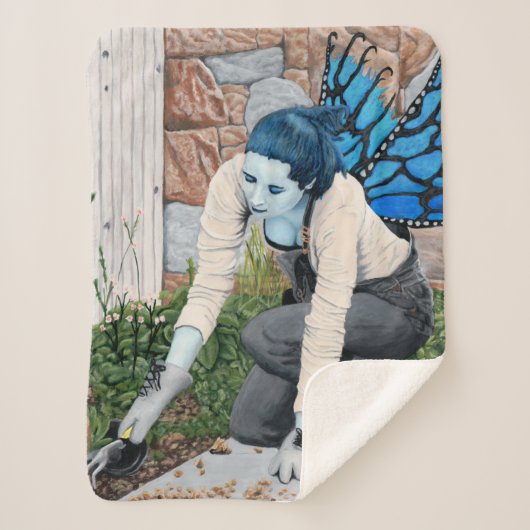 Dark Fairy Garden Gardener Fantasy Art Blanket Sherpa Deken (Voorkant)
