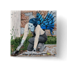 Dark Fairy Garden Gardener Fantasy Art Button
