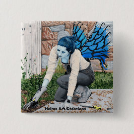 Dark Fairy Garden Gardener Fantasy Art Button