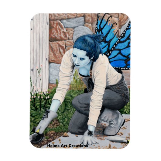 Dark Fairy Gardener Fantasy Art Fotomagneet Magneet (Verticaal)