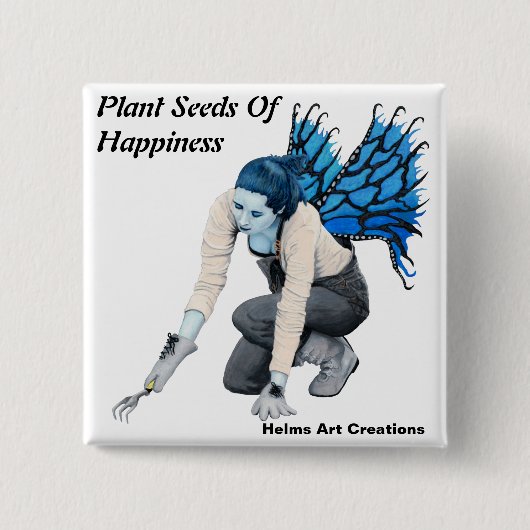 Dark Fairy Gardener Gardening Fantasy Art Button (Voorkant)