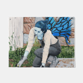 Dark Fairy Gardener Gardening Fantasy Art Doormat Deurmat