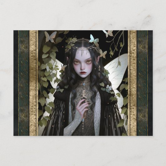 Dark Fairy Meisje Gothic Gotische Fantasy Kunst Briefkaart (Voorkant)