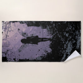 Dark Fairy Silhouette in Mystic Forest Illustratio Strandlaken