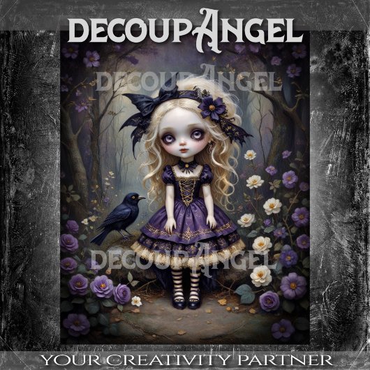 Dark Fairytale Girl Decoupage Tissuepapier