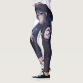 Dark Fantasy Anime Girl & Gothic Black Cat Art Leggings (Links)