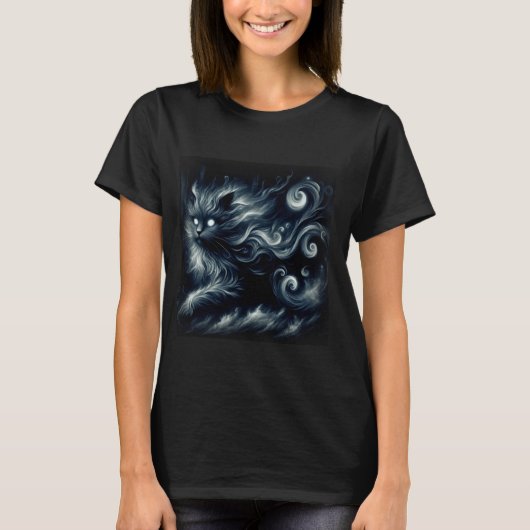 Dark Fantasy Cat Fiction Kat Spectre, spookachtig  T-shirt (Voorkant)