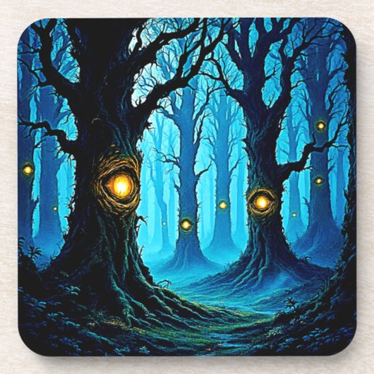 Dark Fantasy Eyeball Forest Design Bier Onderzetter (Voorkant)