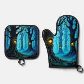 Dark Fantasy Eyeball Forest Design Ovenwant & Pannenlap Set (Voorkant)