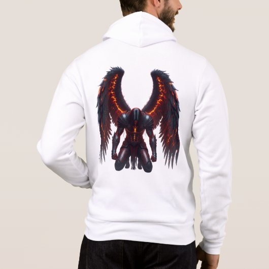 Dark Fantasy Fallen Angel Hoodie with Fiery Wings (Achterkant)