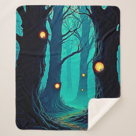 Dark Fantasy Forest Mystery Sherpa Deken