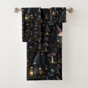 Dark Fantasy Gnome en paddenstoelenpatroon Bad Handdoek