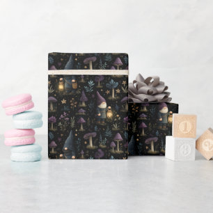 Dark Fantasy Gnome en paddenstoelenpatroon Cadeaupapier