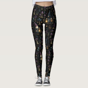 Dark Fantasy Gnome en paddenstoelenpatroon Leggings