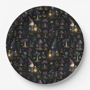 Dark Fantasy Gnome en paddenstoelenpatroon Papieren Bordje