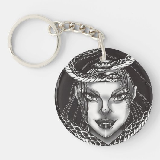 Dark Fantasy Gorgon Snake Woman Keychain (Voorkant)